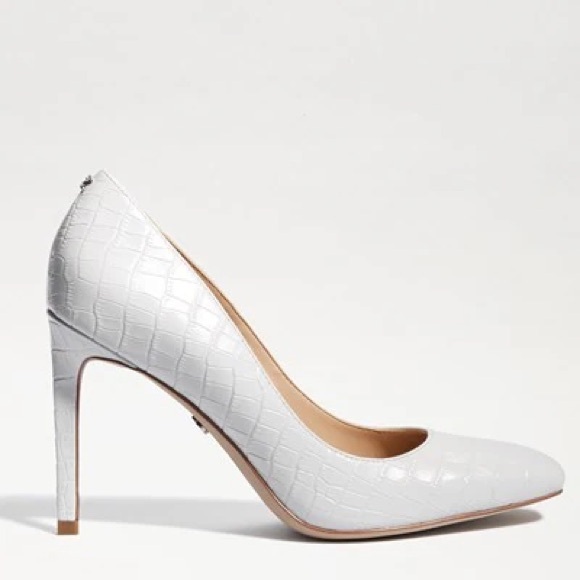 White Croc Square Toe Pumps - Picture 2 of 2